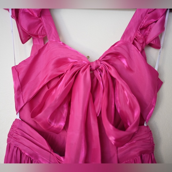 Lulus Pristine Glow Magenta Pink Ruffled Tie-Back Event Dress Womens Small 2 / 4 - Picture 10 of 16